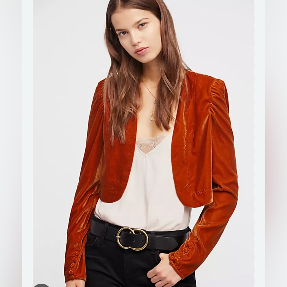 Free People Copper Velvet Bolero Medium